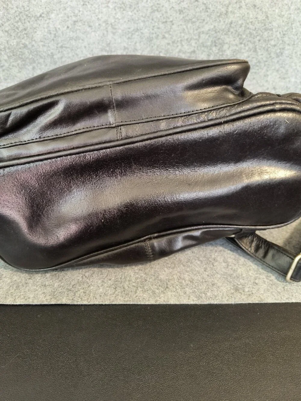 Vintage Wilsons Leather Black Leather Backpack Purse Drawstring Made In India